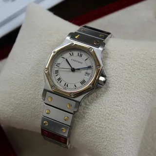 Cartier Santos 187902 30mm Yellow gold and Stainless steel Champagne