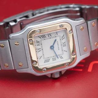 Cartier Santos Galbée 1567 24mm Yellow gold and Stainless steel White