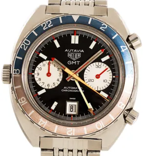 Heuer Autavia GMT 1163 Stainless steel Black