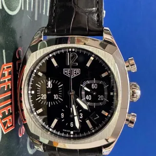 Heuer CR2110 38mm Stainless steel Black