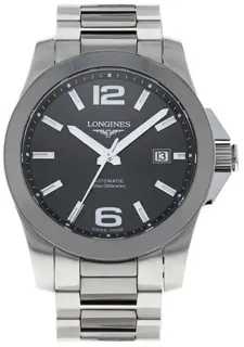 Longines Conquest L3.657.4.06.7 41mm Ceramic and Stainless steel Gray