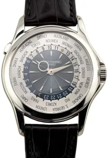 Patek Philippe World Time 5130P-001 39mm Platinum Blue and Silver