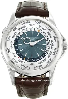 Patek Philippe World Time 5130P-001 39.5mm Platinum Blue and Silver