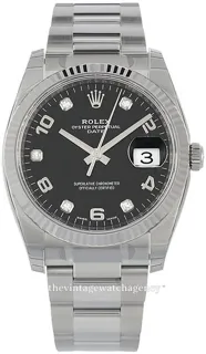 Rolex Oyster Perpetual Date 115234-0011 White gold and Stainless steel Black