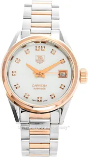 TAG Heuer Carrera WAR2452.BD0772 28mm Rose gold and Stainless steel White