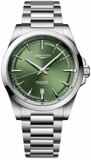 Longines Conquest L38304026 41mm Stainless steel Green