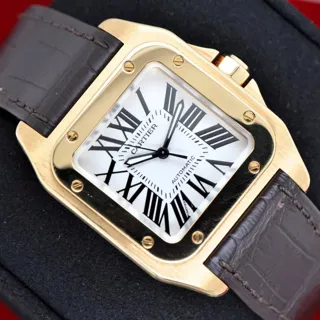 Cartier Santos 100 W20112Y1 Yellow gold Silver