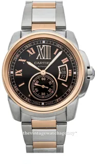 Cartier Calibre de Cartier W7100050 42mm Rose gold and Stainless steel Brown