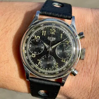 Heuer 346 38mm Stainless steel Black