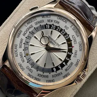 Patek Philippe World Time 5130R-001 39.5mm Rose gold Silver