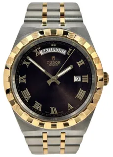 Tudor Royal 28603 41mm Yellow gold and Stainless steel Brown