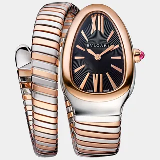 Bulgari Serpenti Tubogas 1102828 35mm Stainless steel and 18k rose gold Black