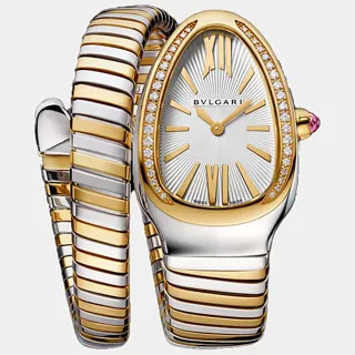 Bulgari Serpenti Tubogas 1102832 35mm Stainless steel and 18k yellow gold White