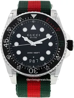 Gucci Dive YA136209 45mm Brushed/polished steel Black