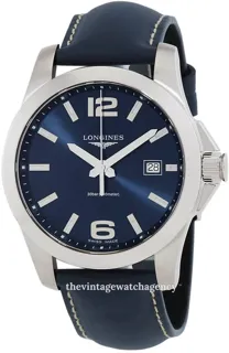 Longines Conquest L3.759.4.96.0 41mm Brushed/polished steel blue