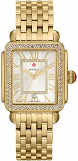 Michele Deco Madison MWW06T000161 33mm 18k Yellow Gold Plated Silver$White Sunray