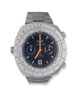 Heuer Calculator 110.633 Stainless steel Blue