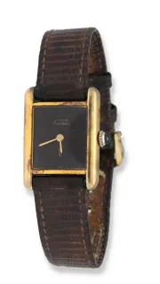 Cartier Must de Cartier Tank 21mm Silver and Gold-plated Brown