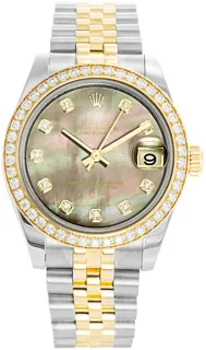 Rolex Datejust 178383 Yellow gold and Stainless steel Mother of Pearl$Black$Diamond