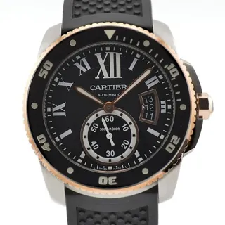 Cartier Calibre de Cartier W7100055 42mm Rose gold and Stainless steel Black