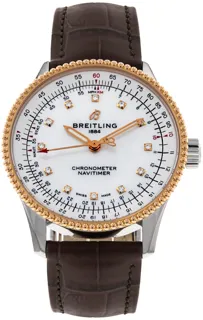 Breitling Navitimer U17395 Rose gold and Stainless steel Mother of Pearl White$Diamond