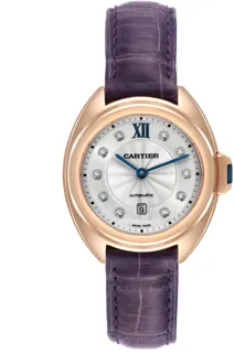 Cartier Cle Rose Gold Diamond Purple Strap Ladies Watch WJCL0031 Rose gold Silver