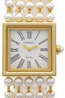 Chanel Mademoiselle H0007 22.5mm K18 Yellow Gold White