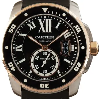 Cartier Calibre de Cartier W7100055 42mm Rose gold and Stainless steel Black