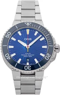 Oris Aquis 01 733 7766 4185-Set (V800175) 41.5mm Brushed/polished steel Blue