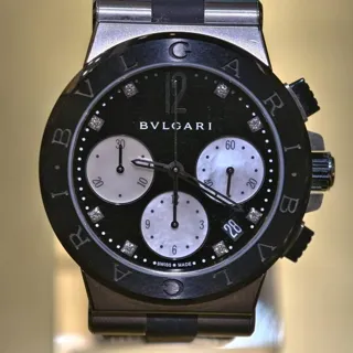 Bulgari Diagono DG 37 SC CH 37mm Stainless steel Black