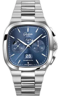 Glashütte Seventies Chronograph Panorama 1-37-02-08-02-70 Stainless steel Blue