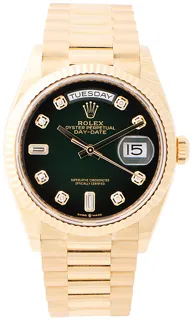 Rolex Day-Date 36 128238 36mm Yellow gold Green