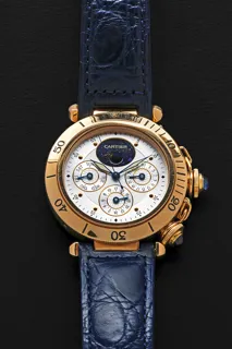 Cartier Pasha Perpetual Calendar 0985 38mm Yellow gold Silver