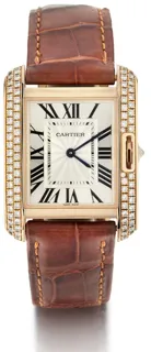 Cartier Tank Anglaise 3705 27mm 18kt rose gold$diamonds guilloche silvered