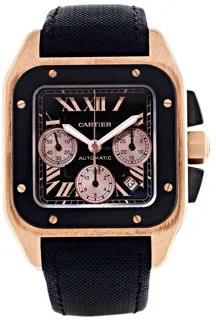 Cartier Santos 100 XL W2020003 42mm 18kt rose gold Black