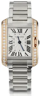 Cartier Tank Anglaise W3TA0002 30mm Stainless Steel$18kt Rose Gold$Diamonds White