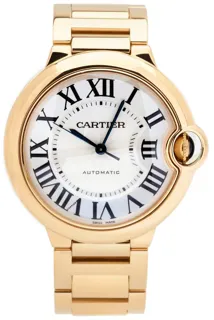 Cartier Ballon Bleu 3002 36mm 18kt yellow gold silver guilloché opaline