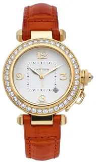 Cartier Pasha WJ111551 32mm 18kt yellow gold$diamonds silvered ‘flinque’