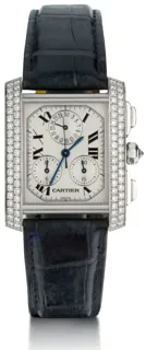 Cartier Tank Française Chronoflex 2367 37mm 18kt white gold$diamonds Silver