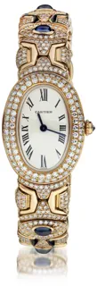 Cartier Baignoire 0086 25mm 18kt yellow gold$Diamonds$Gemstone Cream