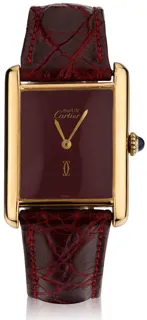 Cartier Tank 61111 28mm 18kt vermeil plated$silver burgundy