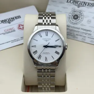 Longines Record L2.820.4.11.6 38.5mm Stainless steel White