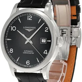 Longines Record L2.821.4.56.2/L28214562 40mm Stainless steel Black