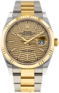 Rolex Datejust 36 126233 Yellow gold and Stainless steel Golden Fluted Motif