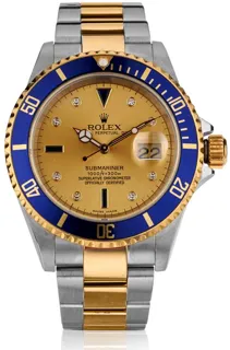 Rolex Submariner 16113 40mm Steel$18kt yellow gold Champagne$Diamond$Blue sapphire