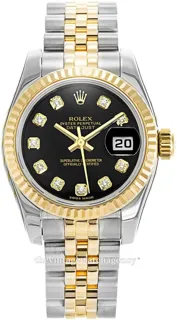 Rolex Lady Oyster Perpetual 179173/11 Polished steel$18 carat yellow gold Black