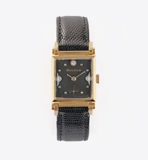 Bulova 22mm 14k yellow gold Black