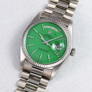 Rolex Day-Date 1803 36mm 18k white gold Green