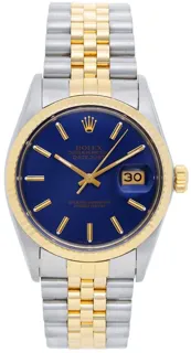 Rolex Datejust 36 16013 Yellow Gold$Steel Blue