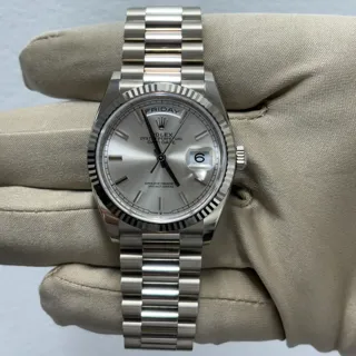 Rolex Day-Date 36 128239-0005 White gold Silver